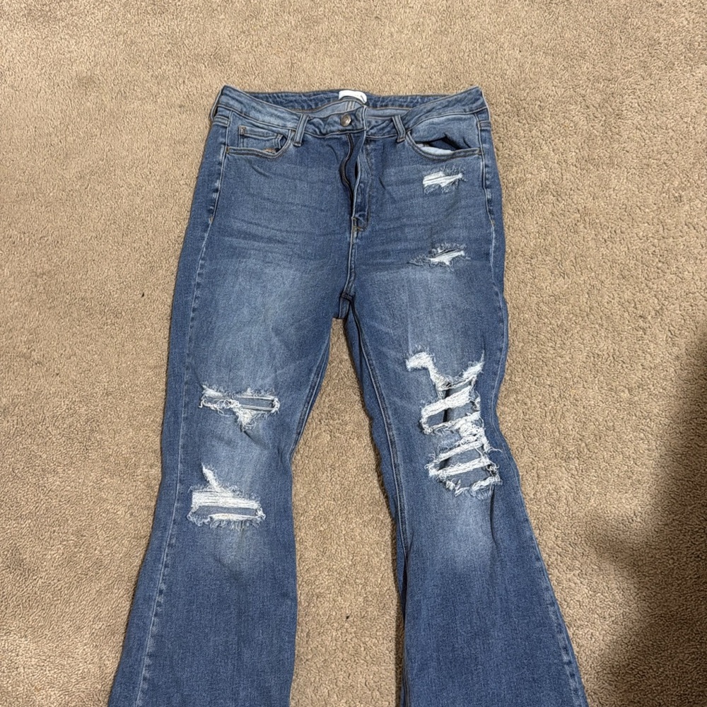 Distressed Blue Jeans